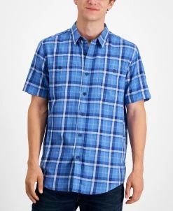 Sun + Stone Men's Regular-Fit Plaid Shirt, Created For Macy's