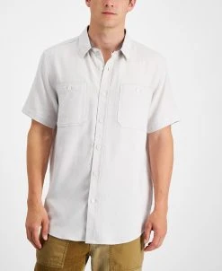 Sun + Stone Men's Regular-Fit Short Sleeve Flannel Shirt, Created For Macy's
