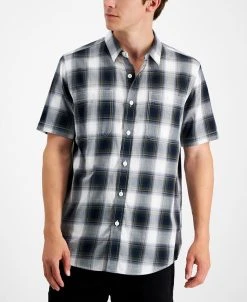 Sun + Stone Men's Devon Regular-Ft Plaid Twill Shirt, Created For Macy's