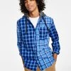 Sun + Stone Men's Snyder Regular-Fit Patchwork Plaid Hooded Shirt, Created For Macy's