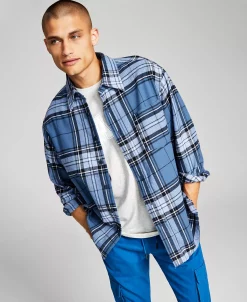 And Now This Men's Regular-Fit Plaid Flannel Shirt -Vince Camuto Sale 21861029 fpx