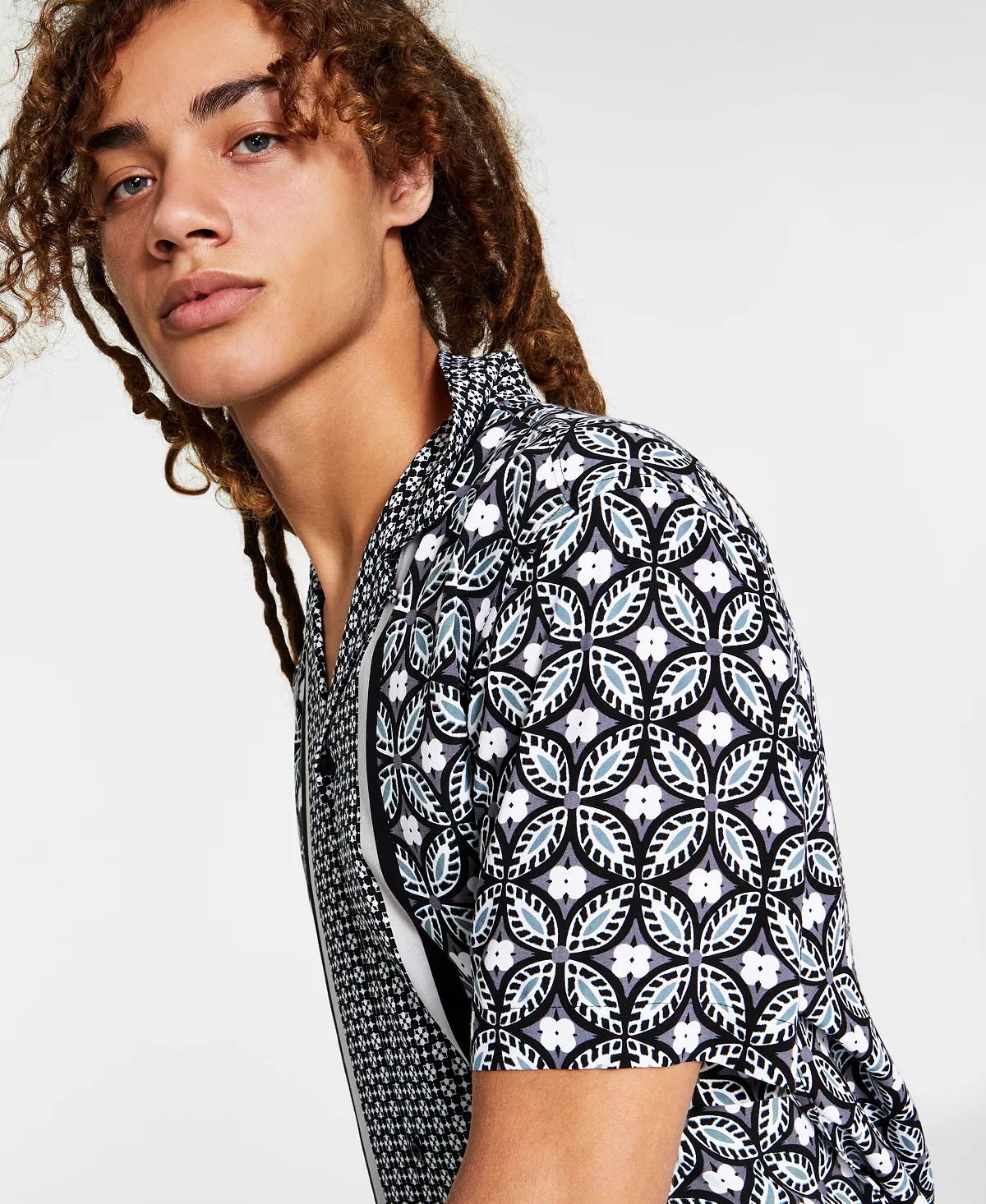 INC International Concepts .N.C. International Concepts® Men's Regular-Fit Geo-Print Camp Shirt, Created For Macy's 5 INC International Concepts .N.C. International Concepts® Men's Regular-Fit Geo-Print Camp Shirt, Created For Macy's - Image 3