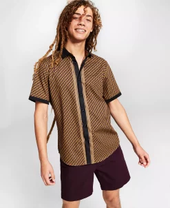 INC International Concepts .N.C. International Concepts® Men's Regular-Fit Geo-Print Shirt, Created For Macy's -Vince Camuto Sale 21898914 fpx