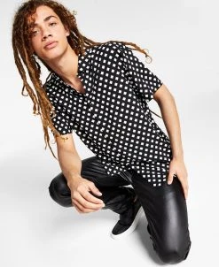 INC International Concepts .N.C. International Concepts® Men's Regular-Fit Diamond Geo-Print Shirt, Created For Macy's