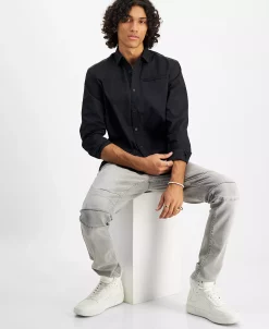 INC International Concepts .N.C. International Concepts® Men's Regular-Fit Shirt With Faux-Leather Trim, Created For Macy's -Vince Camuto Sale 21899080 fpx