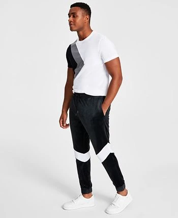 INC International Concepts Men's Regular-Fit Pieced Colorblocked Velour Joggers, Created For Macy's 5 INC International Concepts Men's Regular-Fit Pieced Colorblocked Velour Joggers, Created For Macy's - Image 3