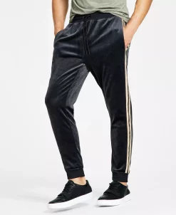 INC International Concepts .N.C. International Concepts® Men's Regular-Fit Side Stripe Velour Joggers, Created For Macy's