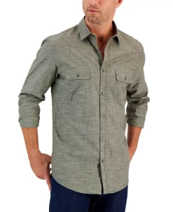 Alfani Men's Regular-Fit Solid Shirt, Created For Macy's -Vince Camuto Sale 21909261 fpx