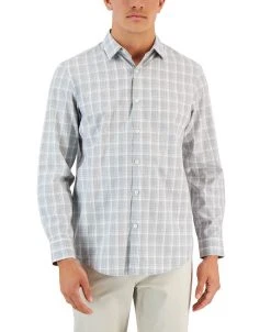 Alfani Men's Caro Classic-Fit Long-Sleeve Plaid Print Shirt, Created For Macy's