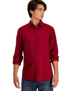 Alfani Men's Long-Sleeve Paloma Medallion-Print Shirt, Created For Macy's