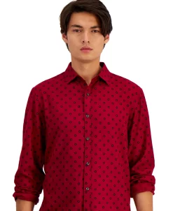 Alfani Men's Long-Sleeve Paloma Medallion-Print Shirt, Created For Macy's -Vince Camuto Sale 21909357 fpx