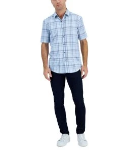 Alfani Men's Short-Sleeve Tillo Plaid Shirt, Created For Macy's