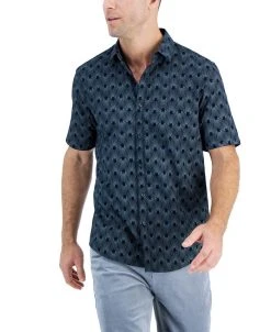 Alfani Men's Short-Sleeve Reebe Geometric-Print Shirt, Created For Macy's