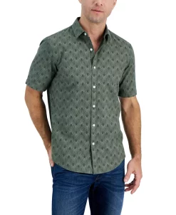 Alfani Men's Short-Sleeve Reebe Geometric-Print Shirt, Created For Macy's -Vince Camuto Sale 21909380 fpx