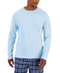 Club Room Men's Solid Long-Sleeve Pajama Top T-Shirt, Created For Macy's