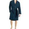 Club Room Men's Plaid Plush Flannel Robe, Created For Macy's