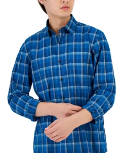 Alfani Men's Plaid Shirt, Created For Macy's -Vince Camuto Sale 22074217 fpx