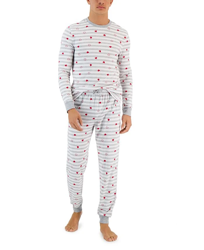 Family Pajamas Men's Hearts Striped Valentine's Day Matching Pajama Set, Created For Macy's 3 Family Pajamas Men's Hearts Striped Valentine's Day Matching Pajama Set, Created For Macy's