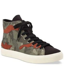 Sun + Stone Men's Mesa Camo Print Patchwork Lace-Up High Top Sneakers, Created For Macy's