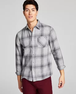 And Now This Men's Plaid Brushed Flannel Shirt -Vince Camuto Sale 22207509 fpx