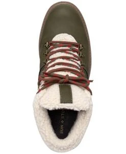 Sun + Stone Men's Glenn Faux-Leather Fleece-Trimmed Lace-Up Boots, Created For Macy's -Vince Camuto Sale 22207847 fpx