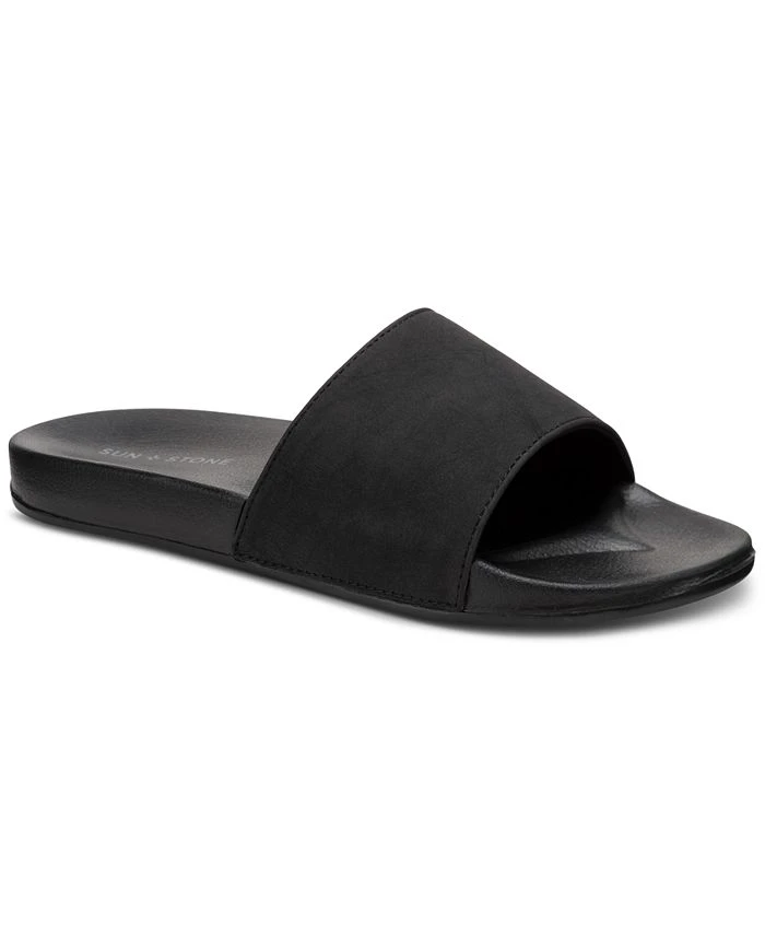 Sun + Stone Men's Faux-Suede Pool Slide Sandals, Created For Macy's 3 Sun + Stone Men's Faux-Suede Pool Slide Sandals, Created For Macy's