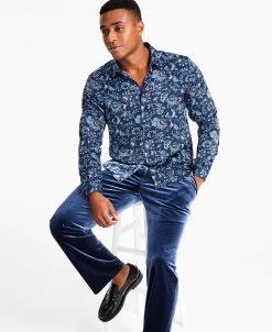 INC International Concepts Men's Edward Regular-Fit Jacobean Floral-Print Shirt, Created For Macy's