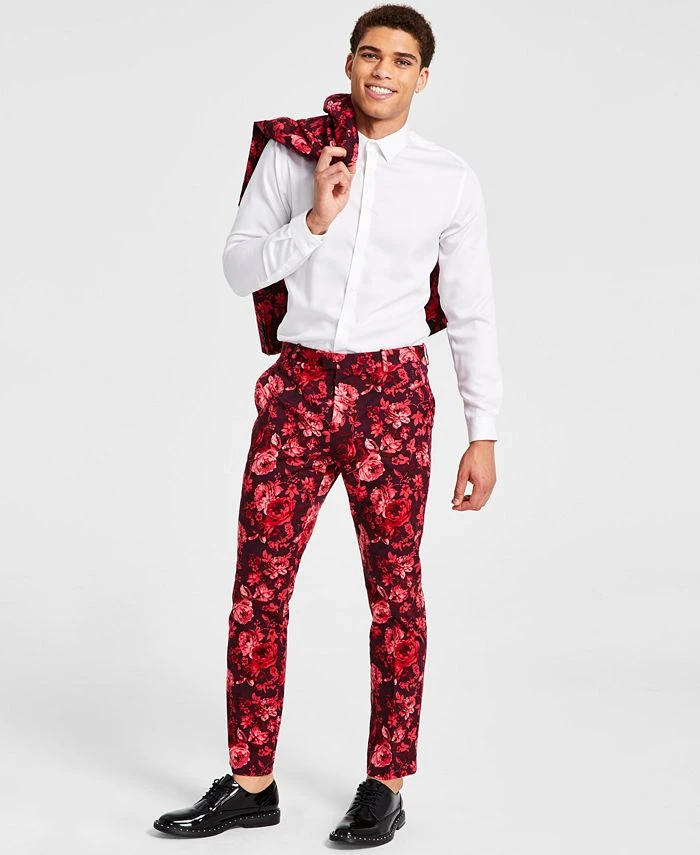 INC International Concepts Men's Roscoe Slim-Fit Floral-Print Suit Pants, Created For Macy's 3 INC International Concepts Men's Roscoe Slim-Fit Floral-Print Suit Pants, Created For Macy's