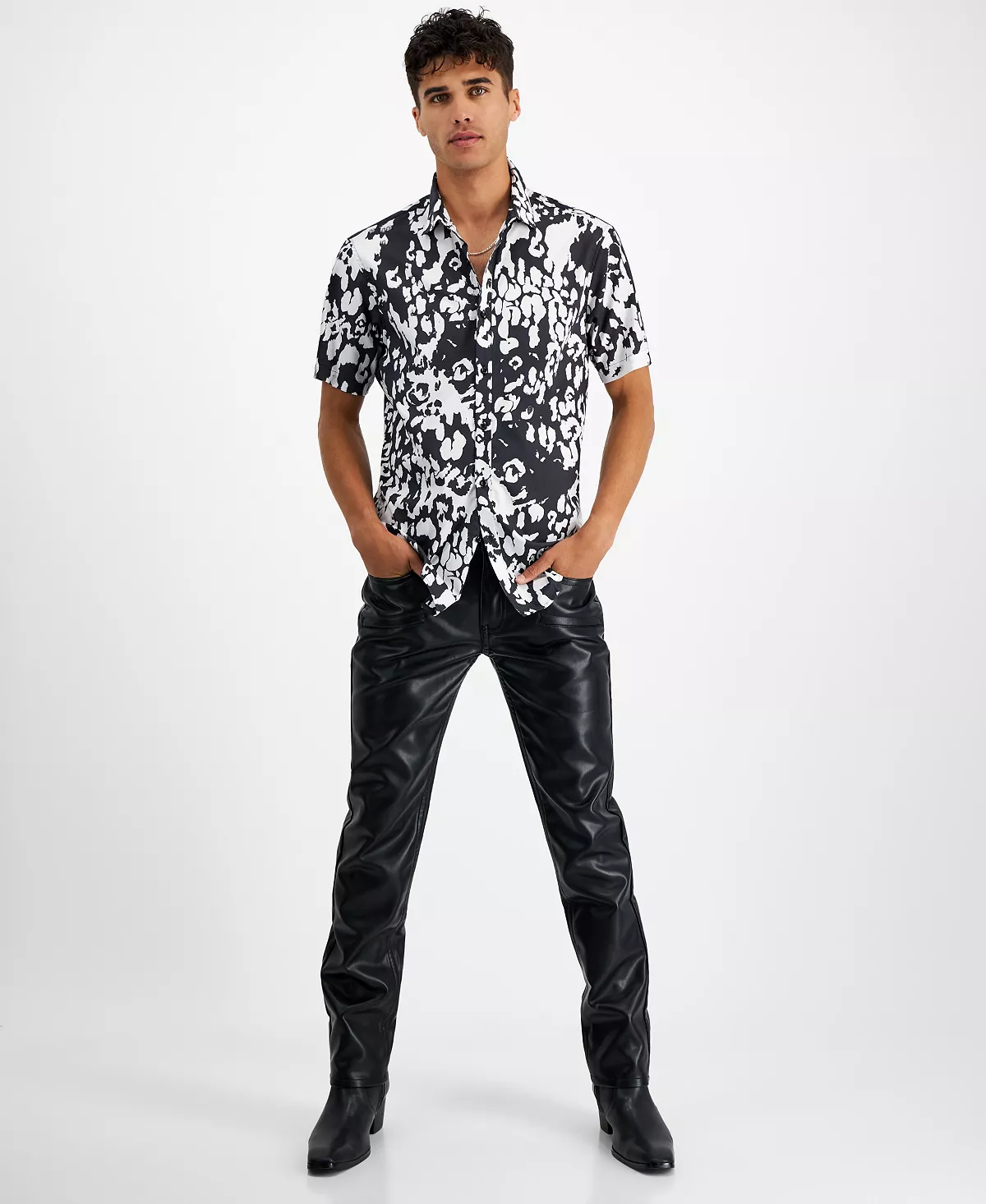 INC International Concepts Men's Cheetah Short-Sleeve Button-Up Shirt, Created For Macy's 5 INC International Concepts Men's Cheetah Short-Sleeve Button-Up Shirt, Created For Macy's - Image 3