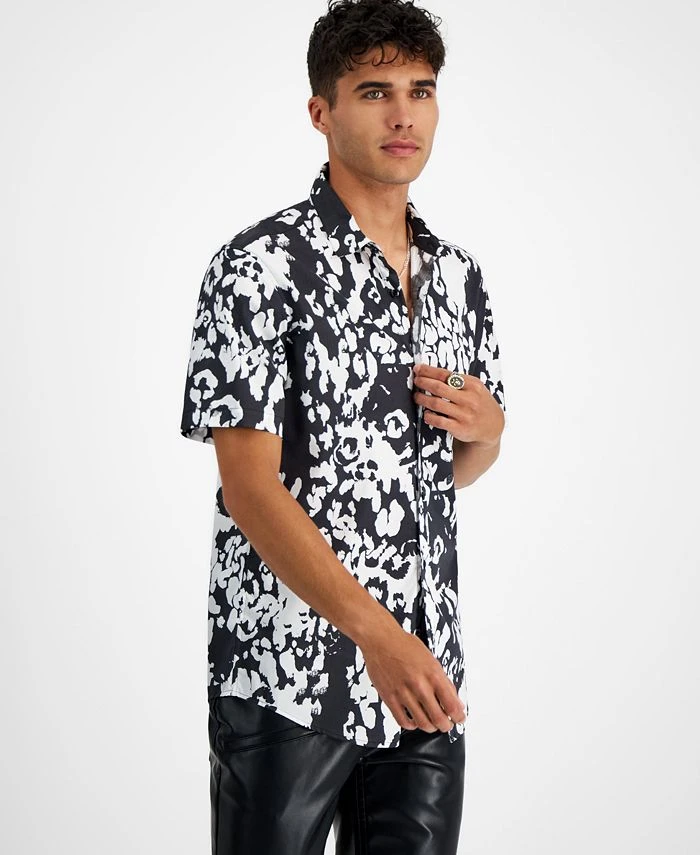 INC International Concepts Men's Cheetah Short-Sleeve Button-Up Shirt, Created For Macy's 3 INC International Concepts Men's Cheetah Short-Sleeve Button-Up Shirt, Created For Macy's