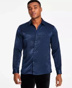 INC International Concepts Men's Regular-Fit Satin Shirt, Created For Macy's -Vince Camuto Sale 22225644 fpx