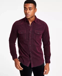 INC International Concepts Men's Jonny Regular-Fit Corduroy Western Shirt, Created For Macy's -Vince Camuto Sale 22225778 fpx
