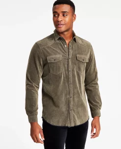 INC International Concepts Men's Jonny Regular-Fit Corduroy Western Shirt, Created For Macy's -Vince Camuto Sale 22225786 fpx
