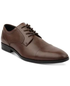 Alfani Men's Faux-Leather Lace-Up Cap-Toe Dress Shoes, Created For Macy's