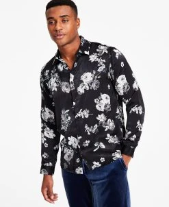 INC International Concepts Men's Floral Print Long-Sleeve Button-Up Shirt, Created For Macy's