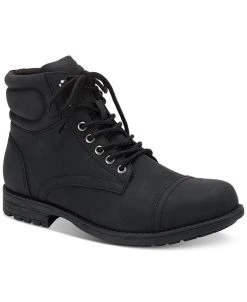 Sun + Stone Men's Baker Faux-Leather Lace-Up Boots, Created For Macy's