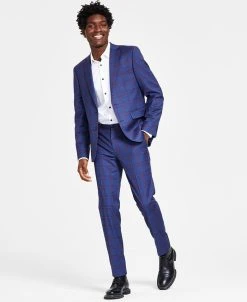 INC International Concepts .N.C. International Concepts® Men's Classic-Fit Tuxedo Shirt & Slim-Fit Plaid Suit Separates, Created For Macy's
