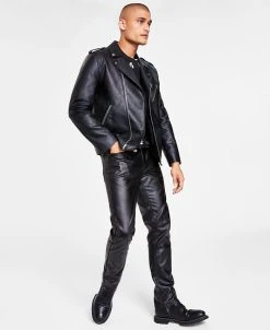INC International Concepts .N.C. International Concepts® Men's Faux-Leather Biker Jacket, Floral T-Shirt & Skinny-Fit Faux-Leather Pants, Created For Macy's