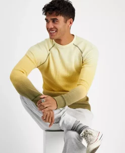 Sun + Stone Men's Dip Dyed Long-Sleeve Thermal Crewneck Shirt, Created For Macy's