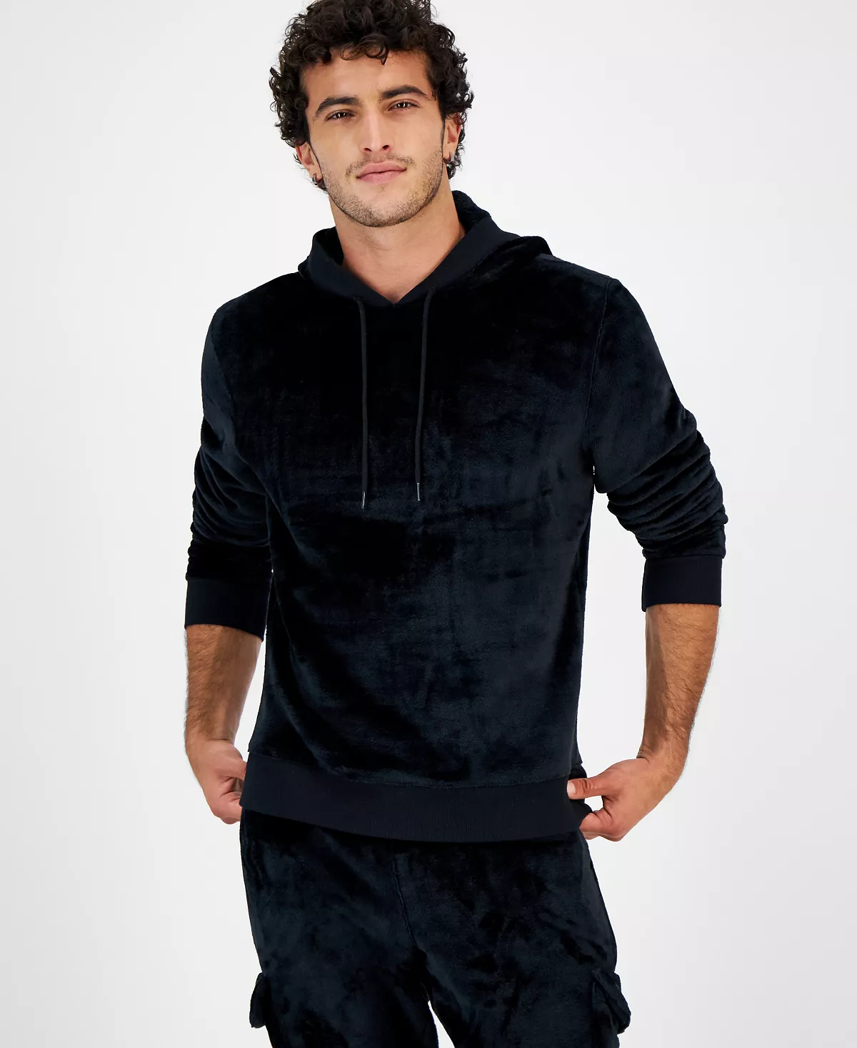 INC International Concepts .N.C. International Concepts® Men's Regular-Fit Ribbed Velour Hoodie, Created For Macy's 6 INC International Concepts .N.C. International Concepts® Men's Regular-Fit Ribbed Velour Hoodie, Created For Macy's - Image 4