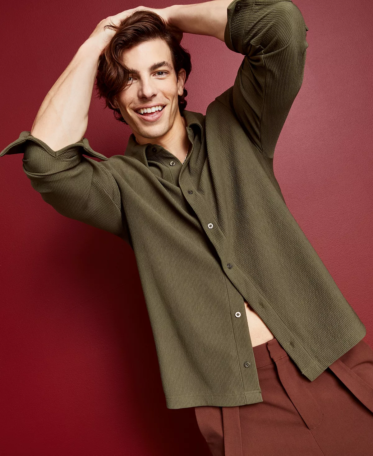 Royalty By Maluma En's Relaxed-Fit Textured Plissé Knit Shirt, Created For Macy's 3 Royalty By Maluma En's Relaxed-Fit Textured Plissé Knit Shirt, Created For Macy's