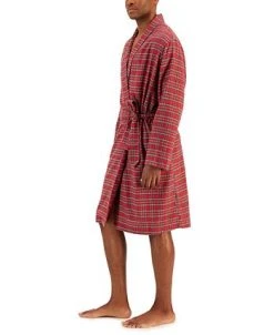 Club Room Men's Plaid Plush Flannel Robe, Created For Macy's -Vince Camuto Sale 22298633 fpx