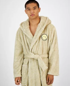 Sun + Stone Men's Smiley Embroidered Hooded Fleece Robe, Created For Macy's -Vince Camuto Sale 22368229 fpx