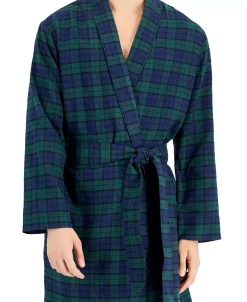 Club Room Men's Plaid Plush Flannel Robe, Created For Macy's -Vince Camuto Sale 22369241 fpx