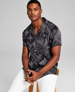 And Now This Men's Bandana Printed Short-Sleeve Button-Up Shirt