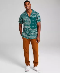 And Now This Men's Bandana Printed Short-Sleeve Button-Up Shirt -Vince Camuto Sale 22379842 fpx