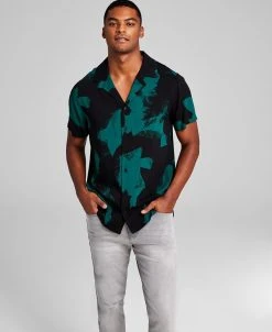 And Now This Men's Abstract Printed Short-Sleeve Button-Up Shirt