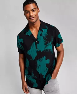 And Now This Men's Abstract Printed Short-Sleeve Button-Up Shirt -Vince Camuto Sale 22394730 fpx