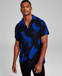 And Now This Men's Abstract Printed Short-Sleeve Button-Up Shirt -Vince Camuto Sale 22394841 fpx