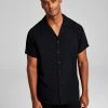 And Now This Men's Solid Short-Sleeve Button-Up Camp Shirt